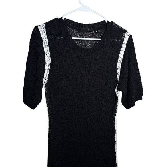 Ive Dress Women's XS Open Knit Sheer Black White Sweater Round Neck - Picture 2 of 9